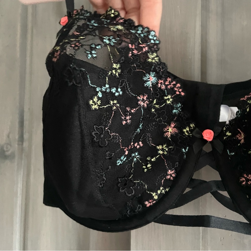 Cacique seriously sexy collection lightly lined French balconette lace floral - Picture 3 of 8